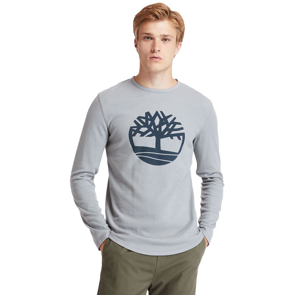 Camisetas Timberland Hombre Dyer River Slim-Fit Tree-Logo Gris - Chile XAS-483270